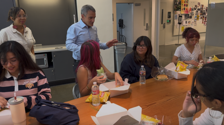 Dean Galloway with WIE students.